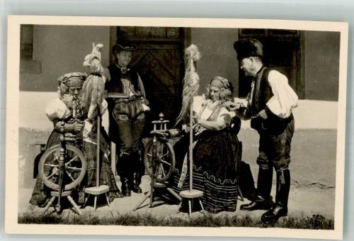 Ljubljana Laibach Tracht Spinnrad Mann Frau Trachten Slowenien Foto AK