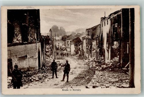 54610 Nomeny 1916 Foto AK Feldpost WK I 1.Ers.Pion.Komp. 22 Straße Trümmer