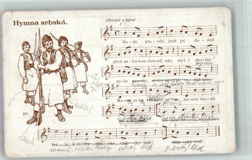 Beograd Belgrad Gebrauchsspuren Serbische Hymne Uniform Lieder-AK