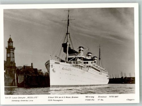 MS Resolute Foto Heinrich v. Seggern Hamburg-Amerika-Line