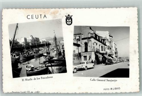Ceuta 1963 Foto AK Hafen Auto Calle General Sanjurjo
