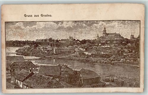 Hrodna Garten a. d. Memel Foto AK Feldpost WK I Nr. 210 Landst.Inf.Regt. 19