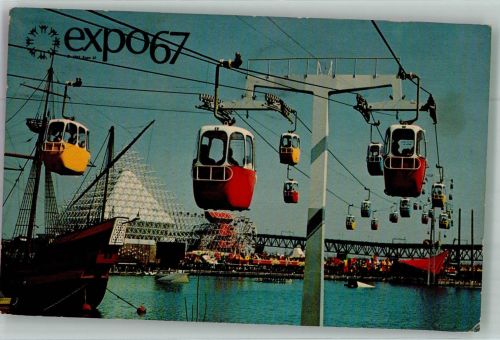 Montreal Foto AK Seilbahn Ausstellung Expo 67 Luftpost