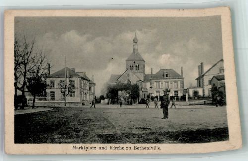 51490 Betheniville 1917 Foto AK Marktplatz Kirche Feldpost WK I