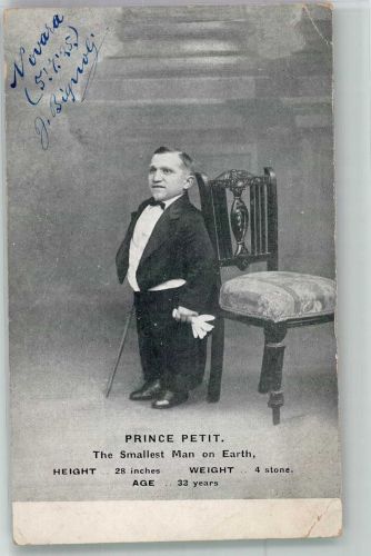 Prince Petit The Samllest Man on Earth Liliputaner 1925 Gebrauchsspuren