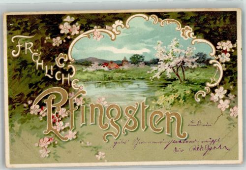 Jugendstil Pfingsten 1902 Prägedruck