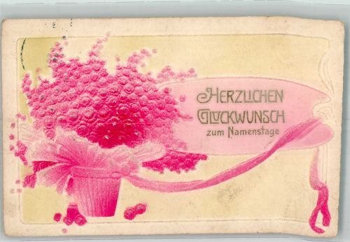 Glückwunsch Jugendstil Namenstag 1909 Prägedruck