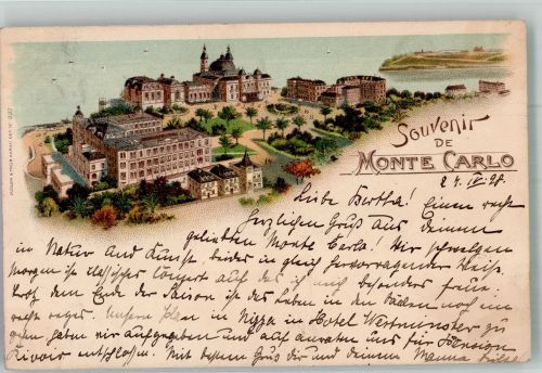 Monte Carlo 1898 Gebrauchsspuren Lithographie
