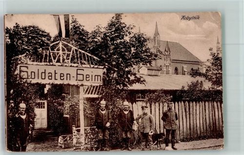 Posen Poznan Foto AK Uniform Gasthaus Soldaten-Heim Kirche Kobylnik