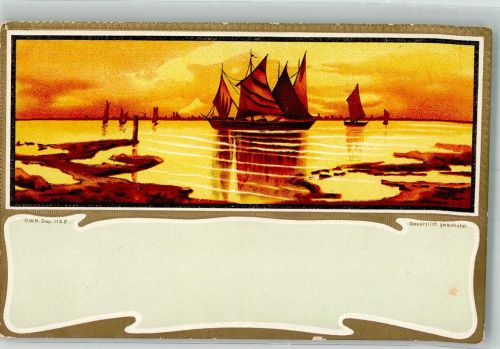 Segelboot Jugendstil Prägedruck
