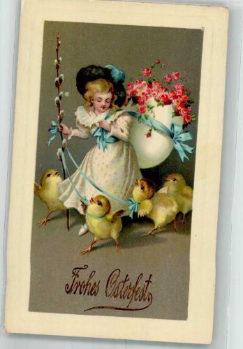 Kind Küken Ostern 1910 Prägedruck