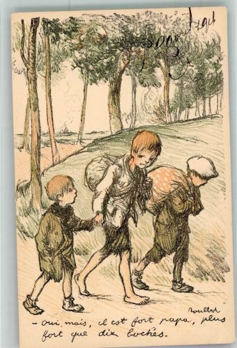 sign. Poulbot Kinder in Armut Petits Francais Nr. 64 Künstler 1916