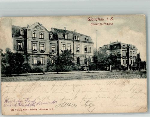 08371 O9610 Glauchau 1902 Gebrauchsspuren Bahnhofstrasse