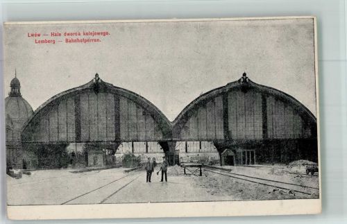 Lemberg Lwow Foto AK Bahnhof