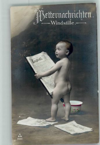 Baby Zeitung Wetternachrichten : Windstille Photochemie Serie 7661 Nachttopf Foto AK