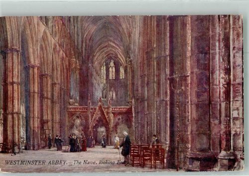 London sign. Black A. u. C. Oilette Westminster Abby Postcard 7411 The Nave locking East Tucks Künstlerkarte
