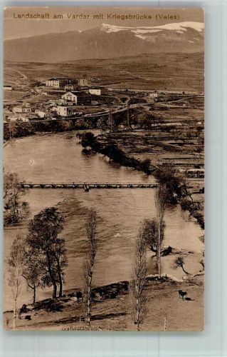 Skopje Uskub 1916 Foto AK Feldpost WK I Mobile Bahnhofs-Kommandantur Nr. 144 am Vardar
