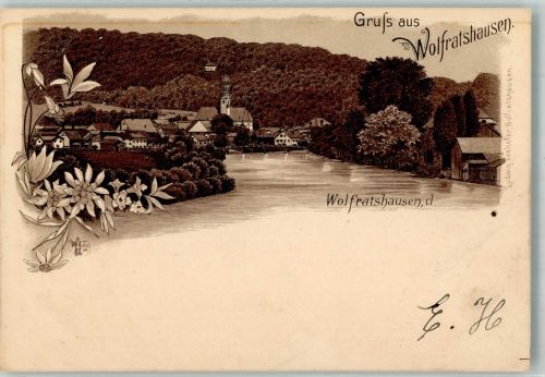 82515 W8190 Wolfratshausen Lithographie Wolfratshausen Loisach oder Isar Verlag Ottmar Zieher-München