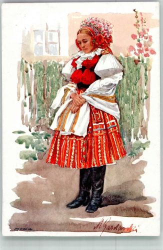 Österr.-Ungar. Volkstypen Braut Serie XVII Nr. 5 sign. Gardavska Trachten Ungarn Künstlerkarte
