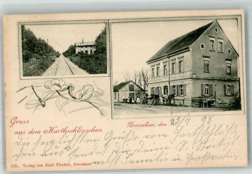 04442 O7114 Zwenkau Gebrauchsspuren Gasthaus Harthschlösschen Bahnstrecke Kl. Stauchung
