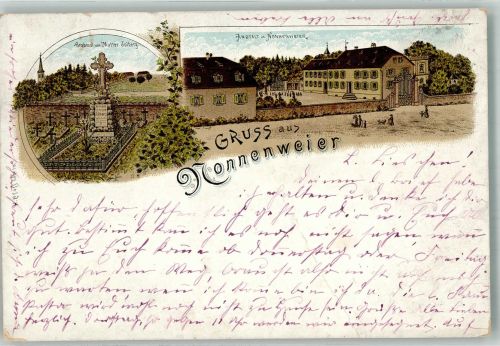 77963 W7635 Nonnenweier , Oberrhein Gebrauchsspuren Lithographie Anstalt Nonnenweiler Grabmal von Mutter Jolberg