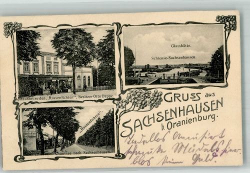 16515 O1400 Sachsenhausen , Nordbahn 1912 Gebrauchsspuren Gasthaus zu den Russenfichten Glashütte Chaussee nach Sachsenhausen