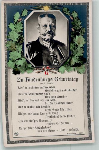 Geburtstag Eichenlaub Patriotik WK I Hindenburg