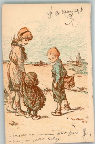 sign. Poulbot Kinder in Armut Petits Francais Nr. 55 WK I Künstler 1916 Künstlerkarte