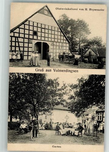 32545 W4970 Volmerdingsen 1911 Foto AK Obstweinkelterei Heyermeier Scheune Garten