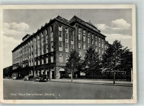 Gleiwitz Gliwice 1941 Foto AK WK II Auto Hotel Haus Oberschlesien