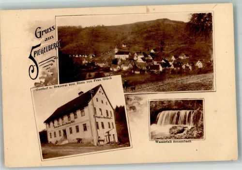 71579 W7151 Spiegelberg , Württ Gebrauchsspuren Sensenbachfall Gasthaus-Brauerei zum Stern