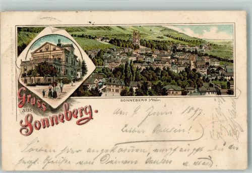 96515 O6400 Sonneberg , Thür 1897 Gebrauchsspuren Lithographie Kaltwasser- Heilanstalt