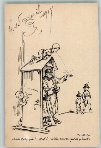 sign. Poulbot Nr. 12 WK I Kinder Streiche Wachtposten WK I Künstler 1917 Künstlerkarte