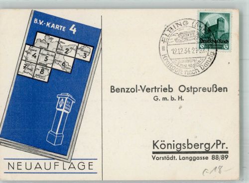 Elbing Elblag 1934 KEINE AK B.V. Karte Besuchsanzeige Benzol-Vertrieb Ostpreußen GmbH