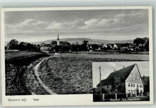 32839 W4939 Bergheim , Westf - Feldweg Gasthaus Mönike Bahnpost Hannover- Zug 688