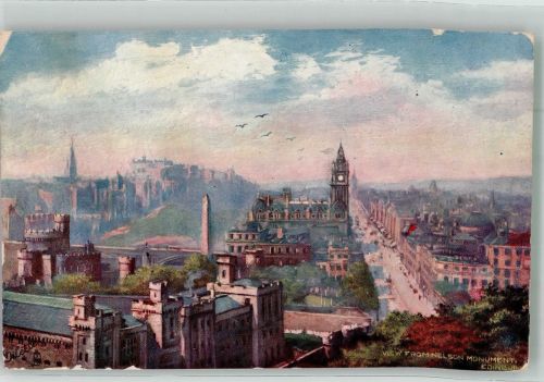 Edinburgh Oilette Postcard 8503 The Nelson Monument Tucks 1910 Künstlerkarte
