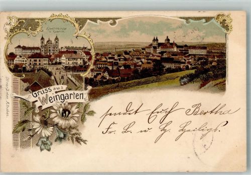 88250 W7987 Weingarten , Württ 1897 Lithographie Klosterkirche Kaserne Verlag Ottmar Zieher-München