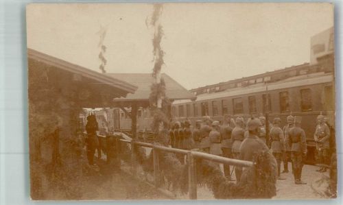 Brest Brest-Litowsk 1917 Foto AK Bahnhof Uniform WK I König August von Sachsen in Mowchadz