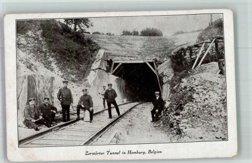 Plombieres 1916 Foto AK Feldpost WK I Reservelazarett Bayreuth Uniform zerstörter Tunnel Homburg