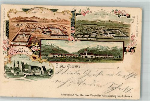 83671 W8174 Benediktbeuern Lithographie Benediktbeuren in verschiedenen Jahrzehnten