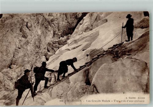 Chamonix-Mont-Blanc Foto A. Gardet Gletscher Les Grands Mulets Bergsteiger