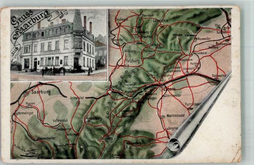 57400 Sarrebourg Saarburg Gebrauchsspuren Hotel Landkarte