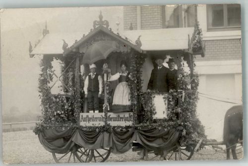 78532 W7200 Tuttlingen 1906 Gebrauchsspuren Mottowagen Wetterhaus Stauchung Foto AK