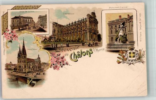 38122 Chalons Gebrauchsspuren Kirche Notre Dame Kathedrale Denkmal Carnot Lithographie