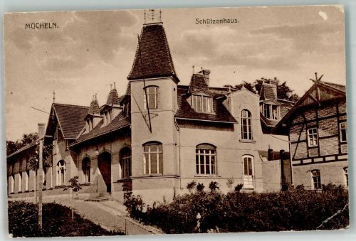 06198 O4114 Mücheln b Halle, Saale 1919 Gebrauchsspuren Schützenhaus