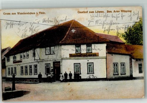 99869 O5801 Wandersleben Gebrauchsspuren Gasthaus zum Löwen Foto AK