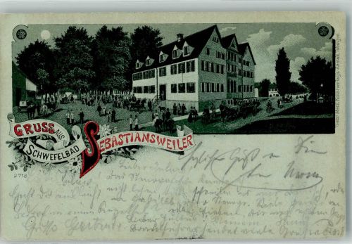 73453 W7083 Sebastiansweiler 1901 Lithographie / Mondschein Hotel-Gasthaus Sebastiansweiler