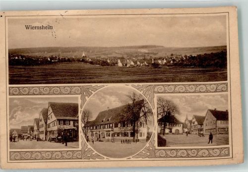 75446 W7135 Wiernsheim 1915 - Dorstrasse Dorfplatz Gasthaus