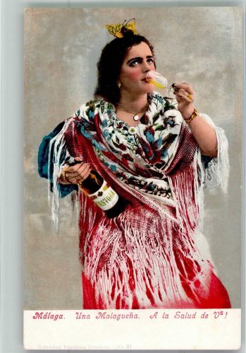 Eine Frau aus Malaga Photochromie 2406 Wein