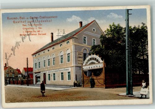 08371 O9610 Glauchau Gebrauchsspuren Gasthaus zum Lindenhof Erh. II-Stauchungen